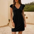 thumbnail image 1 of WILLBEST Vestido De Verano Para Mujer, Vestido De Playa Informal De Verano Para Mujer, Vestido Mini Holgado Con Escote En V Profundo Y Mangas Con Volantes Para Un Estilo Relajado, 1 of 3