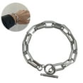 thumbnail image 5 of Paperclip Chain Bracelets for Women Men Titanium Steel Chain Bracelet with Round Toggle Clasps for Daily Wear Party Accessory, 5 of 7