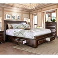 thumbnail image 2 of Bowery Hill Solid Wood Brown Cherry Queen Storage Platform Bed Rectangular Arched Headboard 54" Unassembled, 2 of 4