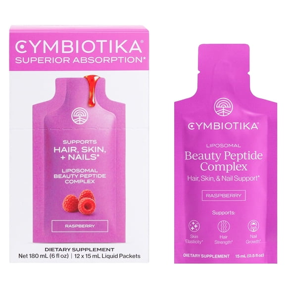 Cymbiotika Liposomal Beauty Peptide Complex - 12 Count Gel Packet, Helps Maintain Skin Hydration and Elasticity