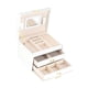 thumbnail image 5 of CAJA DE ALMACENOMO DE JOYERÍA DE CUERO PU DE 3 NIVELES, ORGANIZADOR CON ESPEJO, VITRINA DE JOYERÍA PARA JOYAS Y ROLOJES, DELECIÓN ELEGANTE PARA CAJÓN, Fácil de Limpiar,, 5 of 7