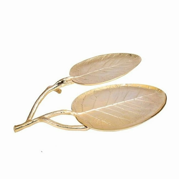 Gold Leaf 2 Bowl Relish Dish, 14.5 x 11.25 x 2.75 in.