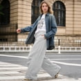 thumbnail image 6 of felwors Womens Barrel Sweatpants Baggy Y2K Drawstring Wide Leg Pants with Pockets Grey for Size XXL, 6 of 9