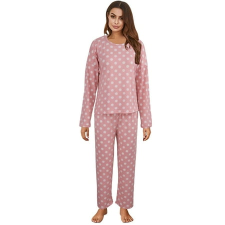 

WBQ Pajamas for Women - Womens PJ Sets Polka Dot Pullover and Pants Cute Lounge Sets
