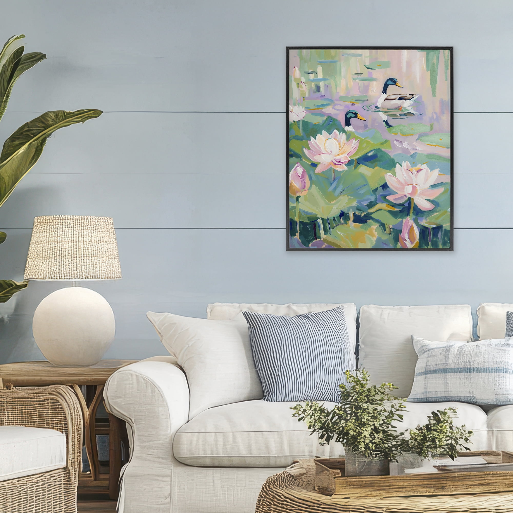 Stupell Industries Duck Pond with Lotus Flowers Black Framed Giclee Art, design by The Prints Vibe