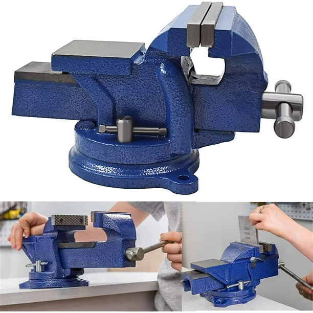 ALLCARB 5Inch Bench Vises with Anvil Swivel Locking Base Table Top