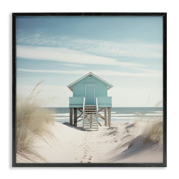 Stupell Industries Coastal Lookout Hut Nautical & Beach Painting Black Framed Art Print Wall Art, 12 x 12
