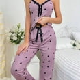 thumbnail image 5 of Weiqiqre Women's Pajama Sets Cactus Satin Pajamas Set Short Sleeve Button Down Nightwear with Long Pants, 5 of 6