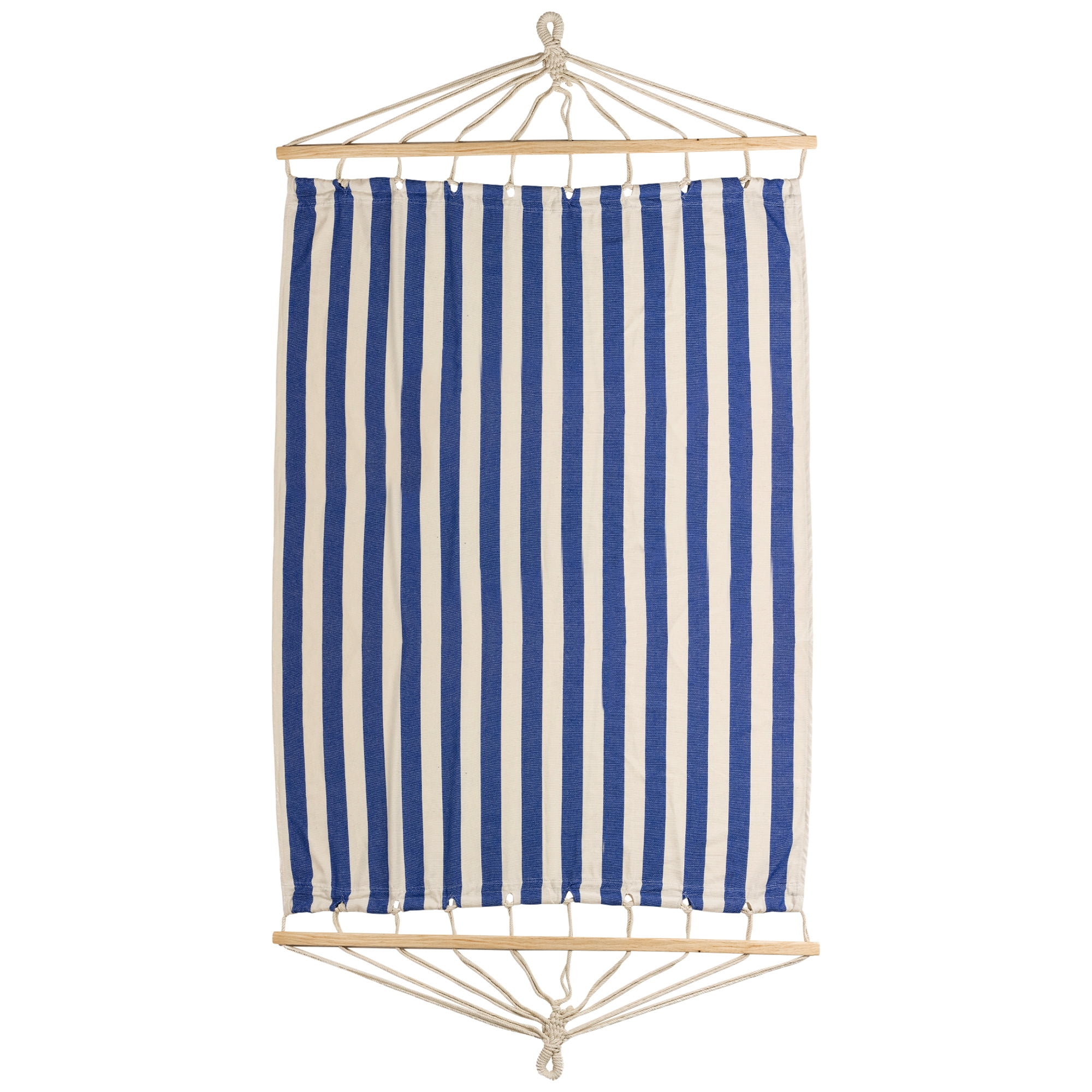 Northlight Striped Macrame Quilted Two Person Double Hammock - 9' x 56" - Blue and Cream