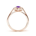 thumbnail image 2 of ANGARA Natural Princess Diana Inspired Amethyst Ring with Diamond Halo in 14K Rose Gold for Women (Size-6x4mm) | February Birthstone, Anniversary, Jewelry Gift for Women | Natural Amethyst Ring, 2 of 10