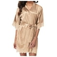 thumbnail image 1 of Women's Bathrobe Sexy Lace Sleepwear Satin Nightwear Soft Lingerie Pajamas Suit, 1 of 2