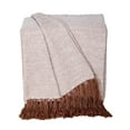 thumbnail image 4 of 50" X 60" Beige and Brown Woven Cotton Herringbone Throw Blanket with Fringe, 4 of 8