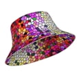 thumbnail image 2 of Easygdp Colorful Tie Dye Stained Glass 3 Double-Sided Reflective Fisherman Hat,Sun Visor,Casual Hat,Fluorescent Hat,Suitable For Outdoor And Night Walking,Unisex, 2 of 9