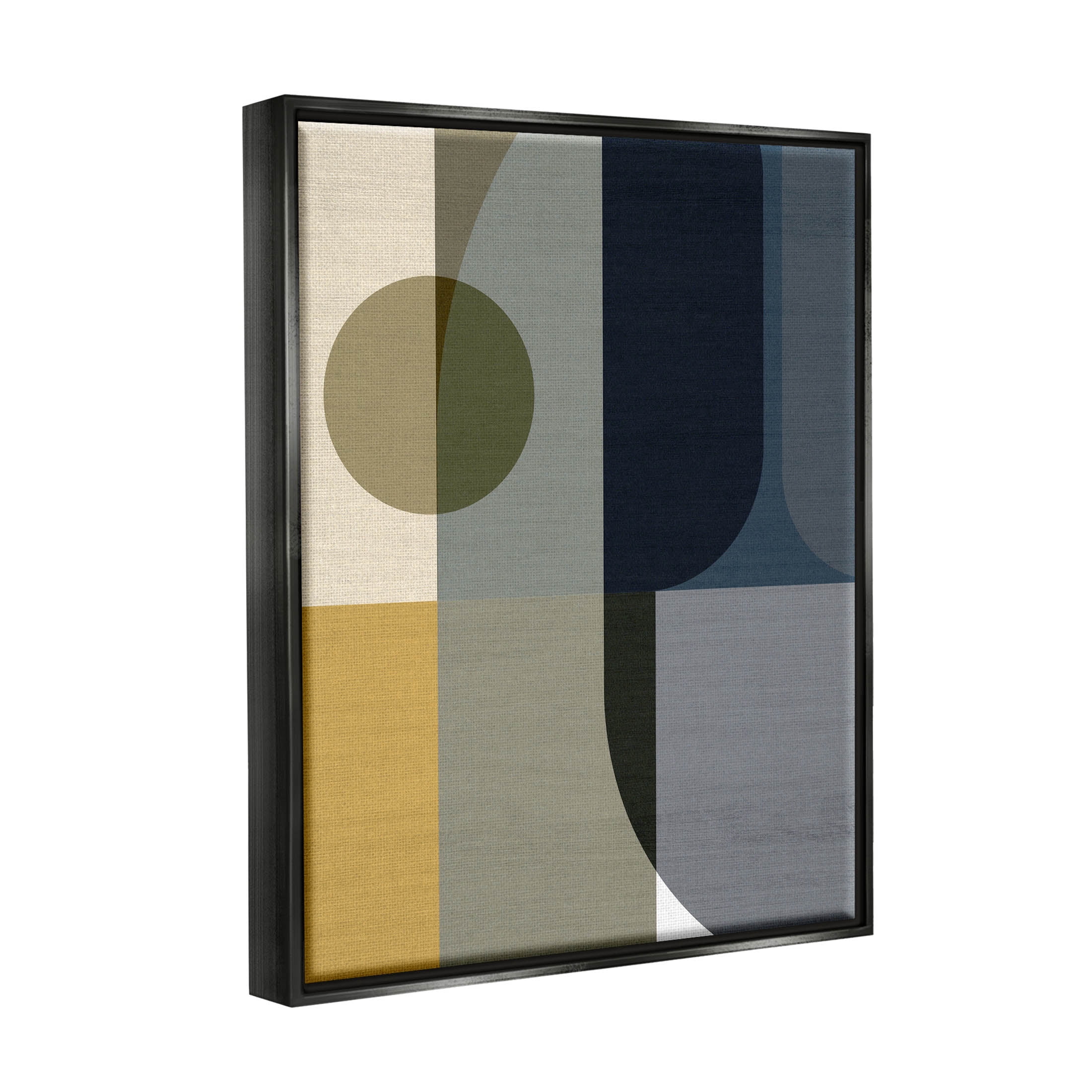 Distinct Geometric Layered Shapes Abstract Graphic Art Jet Black Framed Art Print Wall Art