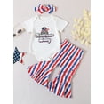 thumbnail image 2 of FEORJGP Independence Day Clothes for Baby Girl Patriotic Outfit 6M 12M 18M 24M Infant Short Sleeves Jumpsuit Newborn Crew Neck Letter Print Romper andiece Fashion Casual Comfy Summer Clothes, 2 of 9