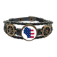 thumbnail image 1 of Wisconsin Estados Unidos mapa estrellas rayas bandera forma Pulsera marina tejida en cuero, 1 of 4