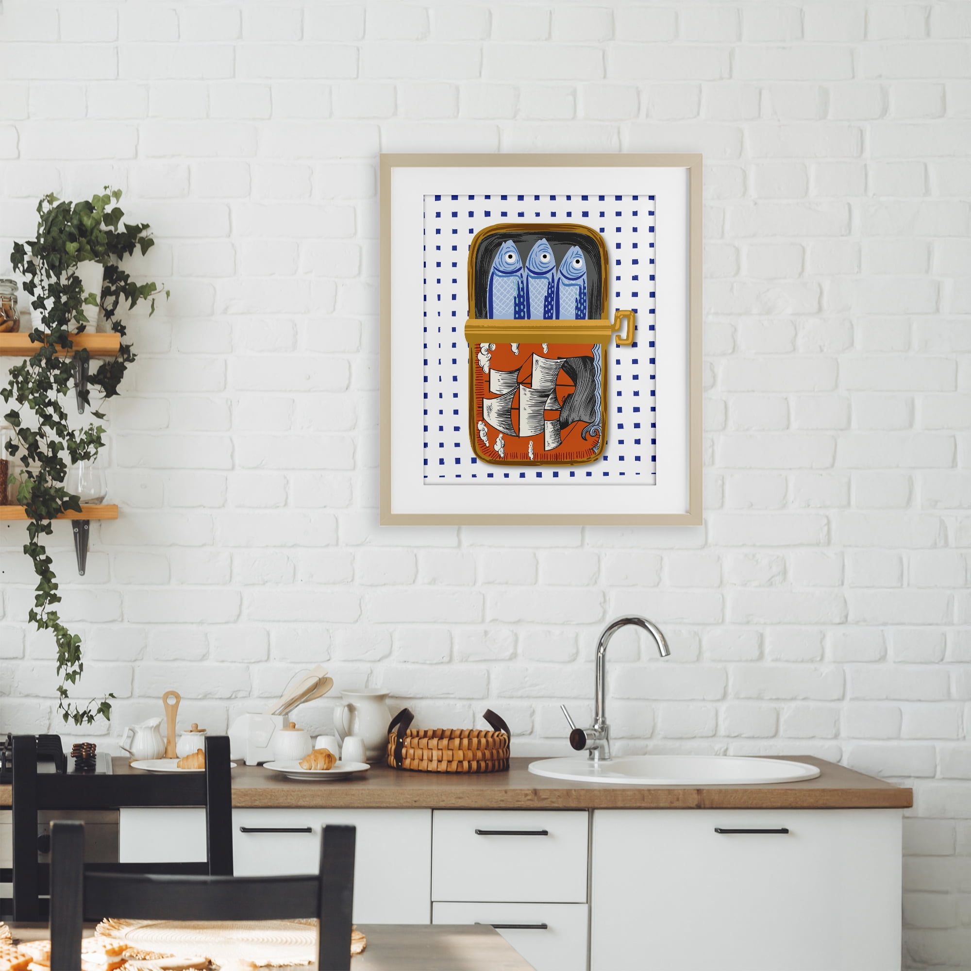 Stupell Industries Retro Nautical Sardines Tin Birch Framed Print Under Glass, design by Arrolynn Weiderhold