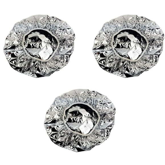 3X Shower Cap Heat Insulation Aluminum Foil Hat Elastic Bathing Cap for Women Hair Salon Bathroom -Silver