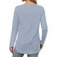 thumbnail image 4 of Yuyuzo Womens Tops Crew Neck Long Sleeve Side Split Solid Color Loose Casual Basic Fall Tunic Top, 4 of 6