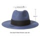 thumbnail image 2 of Sombrero Panamá enrollable de paja de ala ancha para mujer Sombrero para el sol de playa Fedora UPF50+ Azul oso de fresa  Juguete, 2 of 4