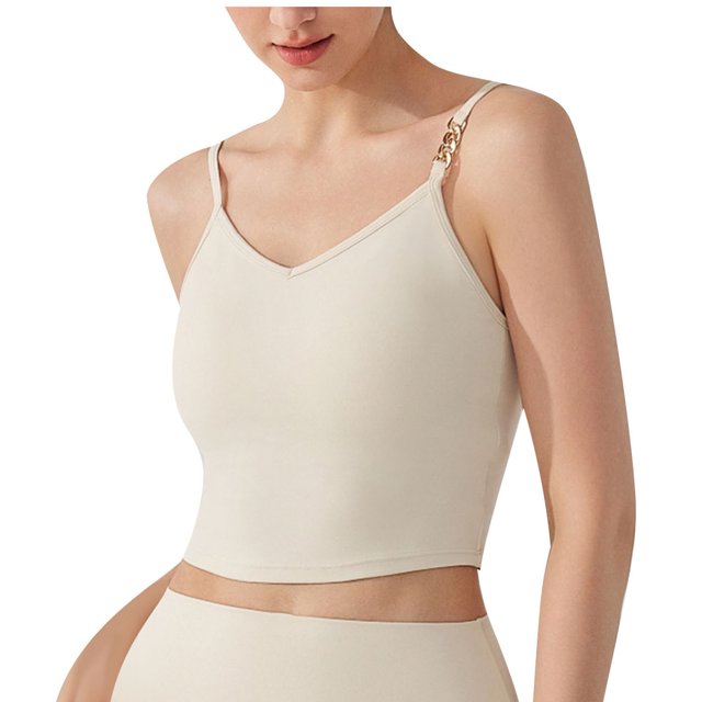 Timegard Cropped Camisole Tops for Women Spaghetti Strap Sleeveless V Neck Shirts Solid Color Tank Tops