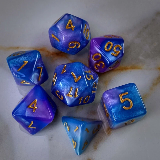 Sage'S Stones - Purp/Blue Acrylic Polyhedral Dice Set Rpg Dnd Dungeons Dragons