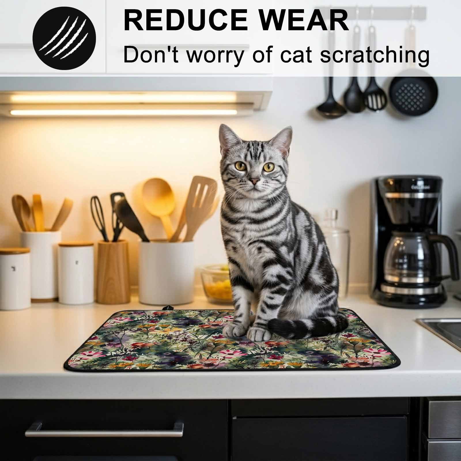 Pastoral Flowers Stove Top Cover for Electric Stove, Heat-proof & Non Slip Glass Top Stove Cover Protector, Spring Floral Watercolor Summer Botanical Kitchen Flat Cooktop Rubber Mat 24x21 Inches