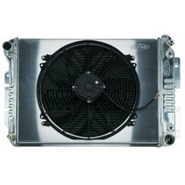 Cold Case Radiators CCRCHC11AK 27.5 x 18.5 x 3 in. Driver Side Inlet Passenger Side Outlet Radiator & Fan for 1967-1968 F-Body Automatic GM Big Block Chevy - Polished