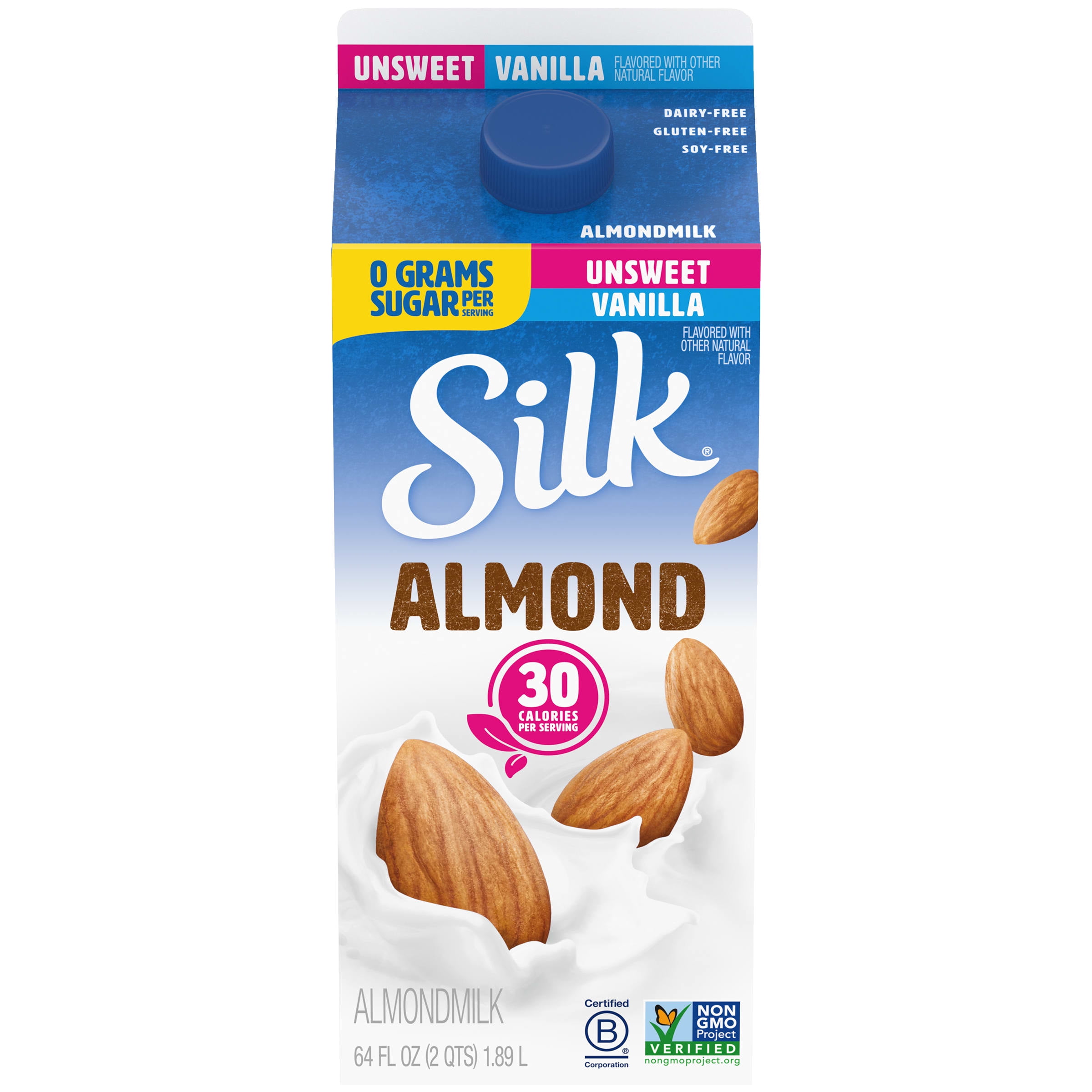 Silk Unsweetened Vanilla Almond Milk, Half Gallon