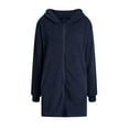 thumbnail image 6 of Tiqkatyck Womens Clothes Clearance Women's Solid Color Fashion Casual Pocket Zipper with Hat Long Coat Womens Tops Navy L, 6 of 6