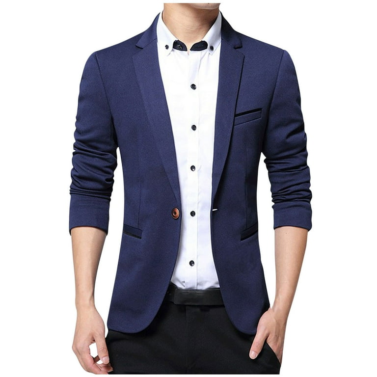 SMihono Men's Trendy Blazer Corduroy Jacket Suit Long Sleeve Tuxedo Slim  Fit Solid Sports Business Pocket Work Office Lapel Collar Formal Button  Front