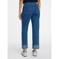 thumbnail image 4 of Time and Tru Women's High Rise Straight Leg Cuffed Jeans, 26.5" Inseam, Sizes 0-20, 4 of 5