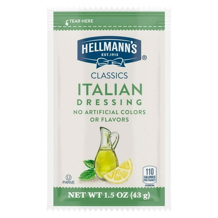 Hellmann's Classics Italian Salad Dressing Portion Control Sachets Gluten Free, No Artificial Flavors, Colors or High Fructose Corn Syrup, 1.5 oz, Pack of 102