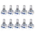 thumbnail image 1 of 360 Degree Rotary Encoder Code Switch Digital Potentiometer EC11 5 Pins 15mm Shaft 10Pcs,10 x Rotary Encoder Code Switch,silver & blue, 1 of 6
