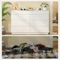 thumbnail image 6 of Ktaxon 6 Drawer Double Dresser with Mirrow Wood Dresser Storage Cabinet Drawer Organizer Chest of Drawers, White, 6 of 16