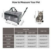 ELEGX Double-Compartment Pet Rolling Carrier with Wheels for 2 Pets,for Up to 35 LBS,Cat Rolling Carrier for 2 Cats,Super Ventilated Design,Ideal for Traveling/Hiking /Camping