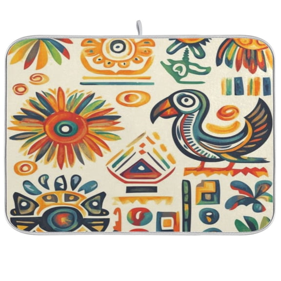 Kitchen Drying Mat 16x18In Drying Dish Mat Dish Drying Mats Kitchen Countertop Multi-Function Drain Drying Mat Kitchen Table Colorful Sun