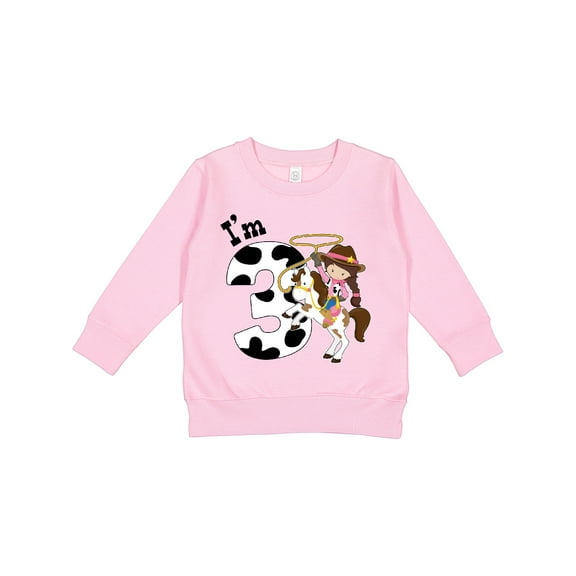 Inktastic I'm Three-cowgirl Riding Horse Birthday Toddler Sweatshirt