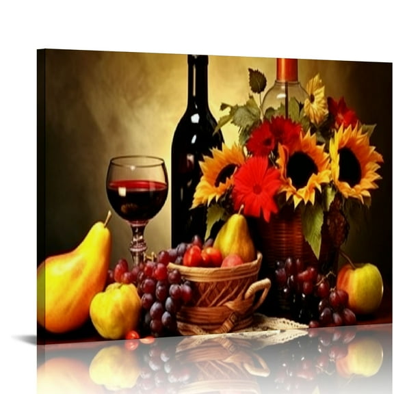 Creowell Fruit and Food Wine Wall Art Good Decor for Kitchen The Painting The Pictures Prints On Canvas Modern Artwork for Home Living Room Kitchen Restaurant 20x16 in/16x12 in