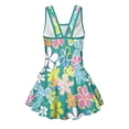 thumbnail image 5 of COEQINE Cute Swim Dress for Girls, One Piece Swimsuit with Flowy Skirt & Built-in Liner, Scoop Neck & Fixed Straps in V-Back Swimwear for Beach Pool, Ages 12-13, Teal Hippie Flower, 5 of 8