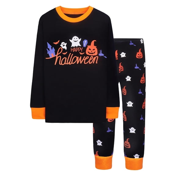 Shadoumai Big Teens' Halloween Pajamas Cowl Neck Ghost Print Long Sleeve Loungewear Clothes Set Comfy Air Conditioning Clothes 2 Piece Satin Pajama Sets
