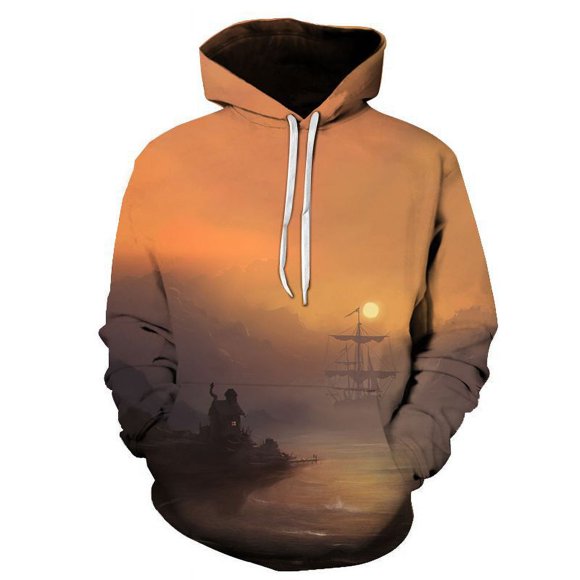 2024 Autumn and Winter New Theme Ship Sea Sailing Large Size Hooded Daily Leisure Sweater 3D Digital Printing-21