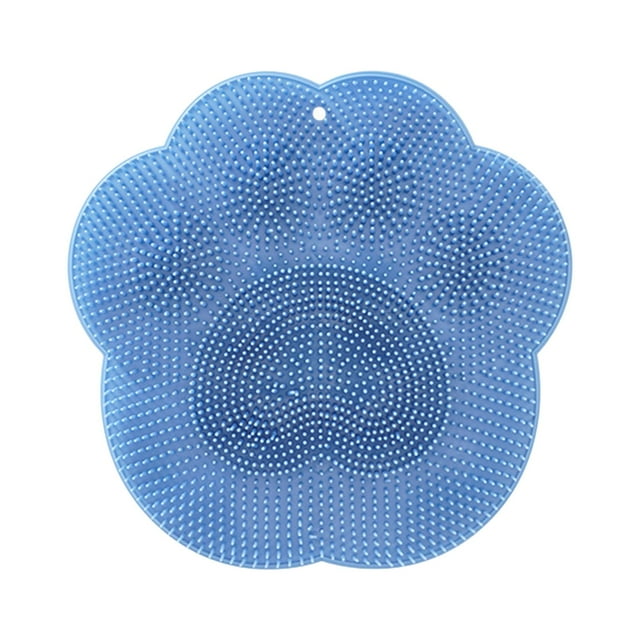 Milaget Shower Foot Scrubber Mat, Back Massage Brush, Smooths Cleans Silicone Foot Wash, Blue
