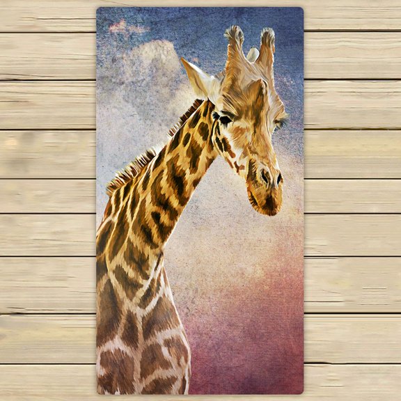 PHFZK African Animal Towel, Giraffe Sky Autumn Tree Grassland Hand Towel Bath Bathroom Shower Towels Beach Towel 30x56 inches