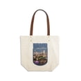 thumbnail image 1 of Denver, Colorado, Skyline at Night, Contour (Canvas Deluxe Tote Bag, Faux Leather Handles & Zip Pocket), 1 of 4