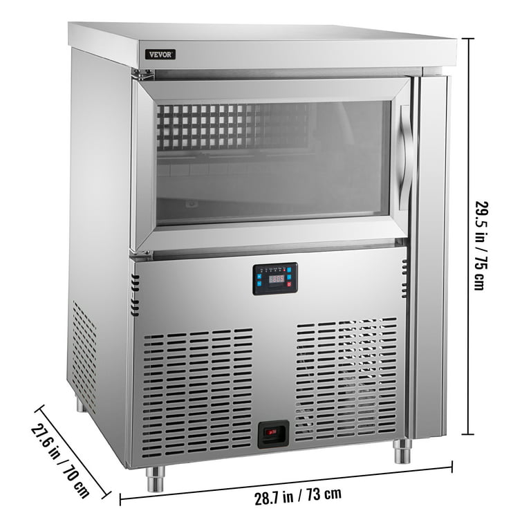110V Commercial Ice Maker Machine, 16KG/24H Stainless Steel Under