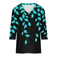 thumbnail image 5 of Qulqfy Spring Tops for Women 3/4 Sleeve Plus Size Shirts Going Out V Neck Graphic Fall Tops Blouses for Women S, 5 of 5