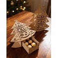 thumbnail image 1 of Caja decorativa en forma de pino elaborada en MDF natural, diseñada para presentar chocolates y pequeños obsequios con un toque navideño especial, 1 of 7