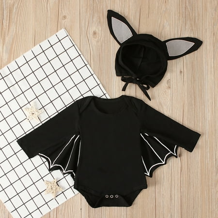 

Simplmasygenix Children s Day Baby Romper Clearance Toddler Baby Boys Girls Black Cotton Bat Sleeve Halloween Cute Hat Jumpsuit Suit