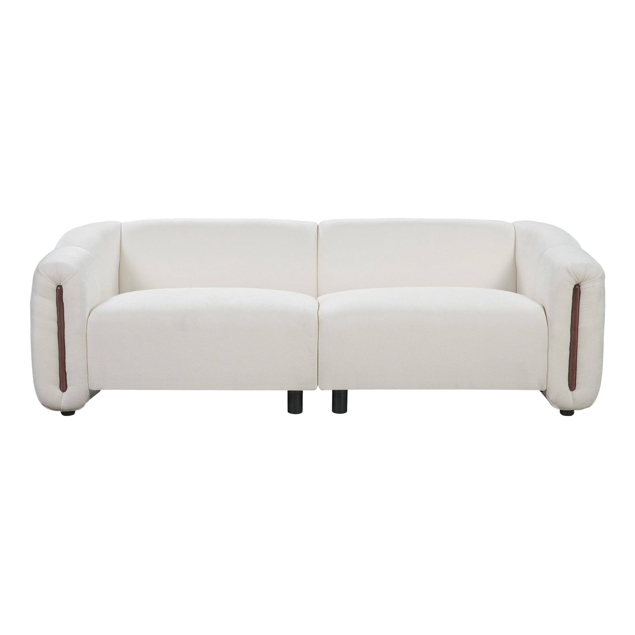 Christopher Knight Home 87.4" Modern Curved Upholstered 3-Seater Sofa with Wide Armrest, Beige